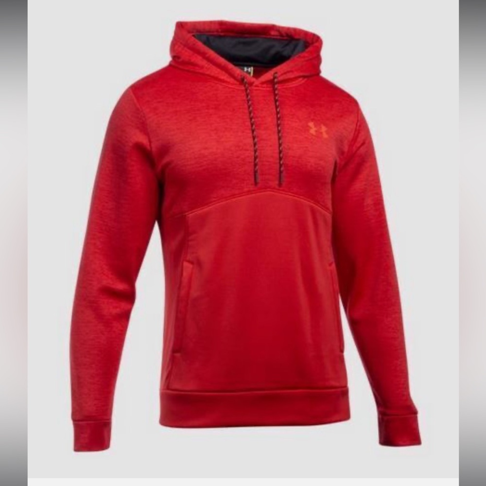 Under Armour Mens Sweater Red Black Hoodie Sweatshirt Pullover